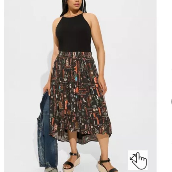 Torrid Maxi Washable Southwest Print Hi Low Skirt Size 1 - Picture 4 of 5